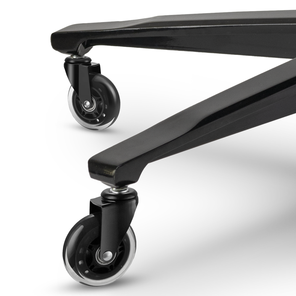 ruedas silicona silla gaming Monarch colocadas en la base